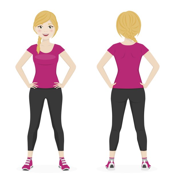 梳着辫子的金发女人穿着粉红色和黑色的运动服图片下载