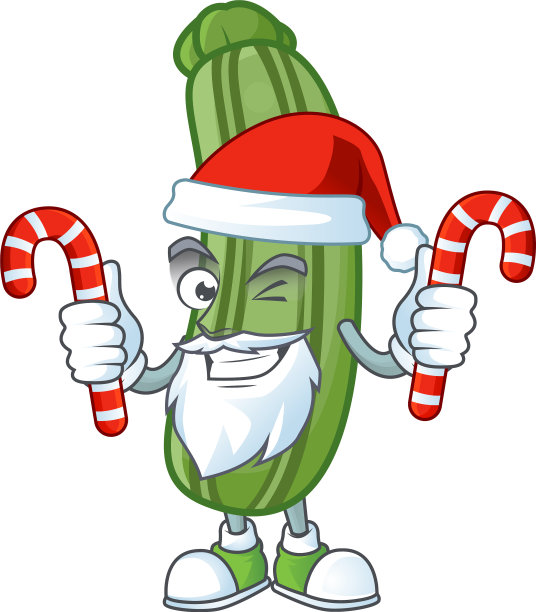 西葫芦卡通人物与圣诞老人图片下载