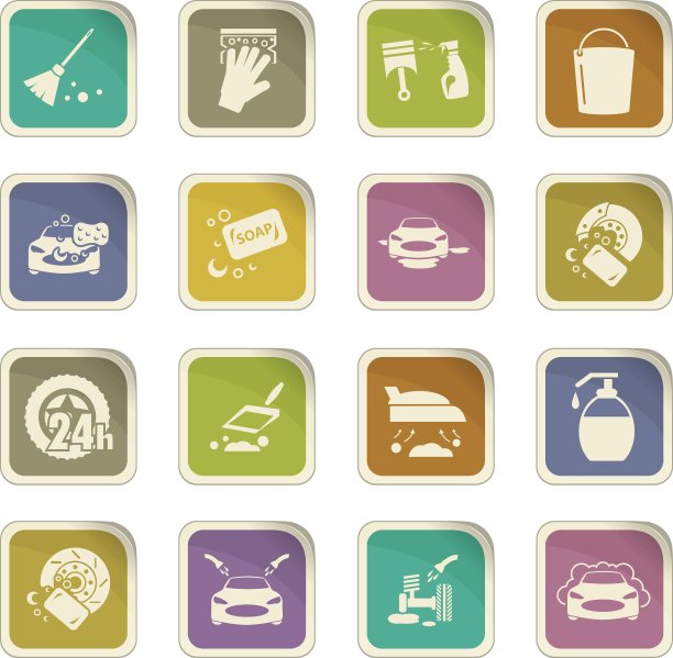 洗车淋浴服务图标集图片下载