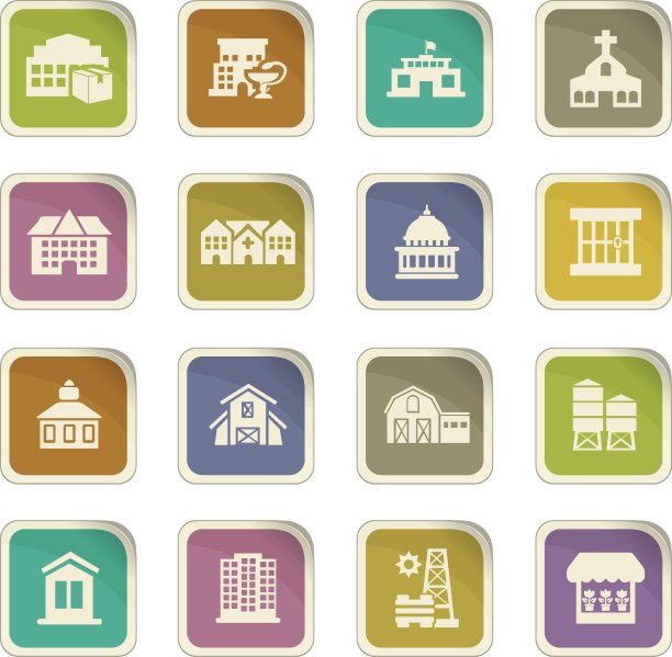 基础设施的城市图标集图片下载