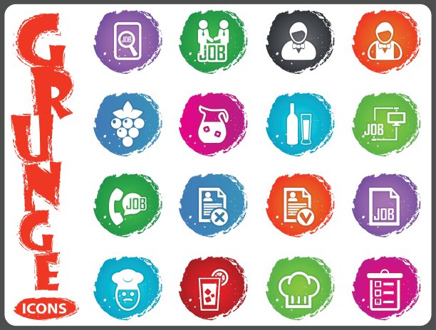 工作图标设置在垃圾摇滚风格图片下载