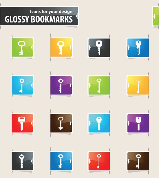 锁定和键书签图标图片下载