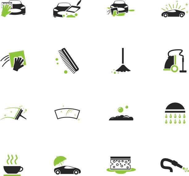 洗车淋浴服务图标集图片下载