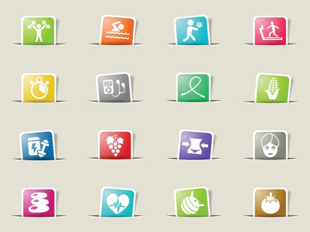 健康生活方式图标集图片下载