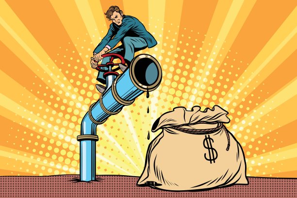 商人关上输油管道，一袋钱图片下载