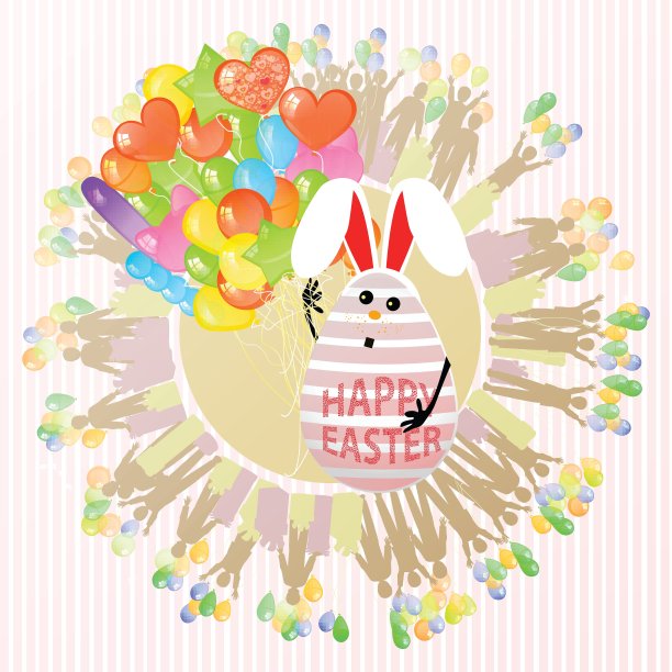 复活节快乐蛋兔子可爱的气球很多图片下载