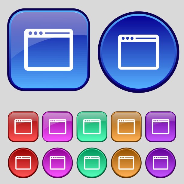 简单浏览器窗口图标标志。你设计的一套12个老式纽扣。向量图片下载