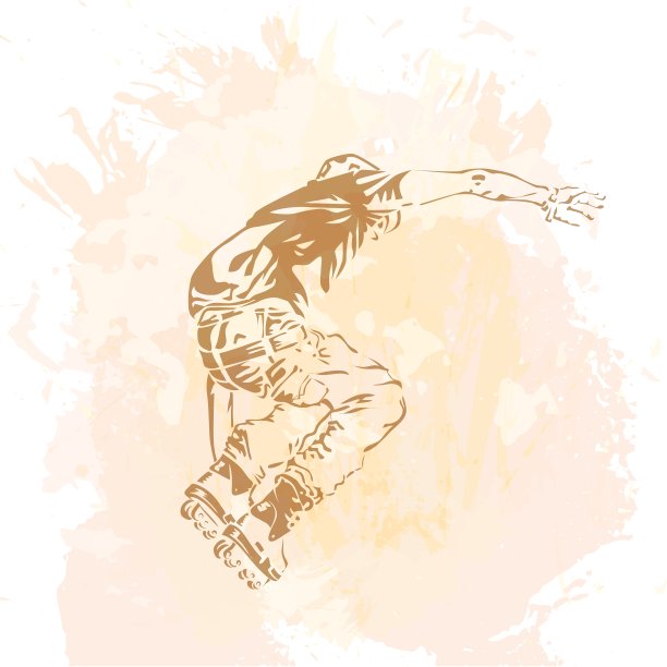 滑旱冰。垃圾摇滚趋势手工喷溅背景。图片下载