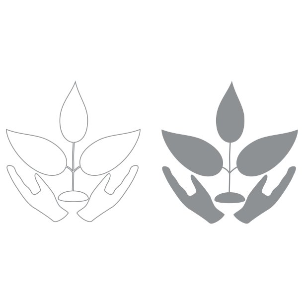 植物与手灰色图标图片下载