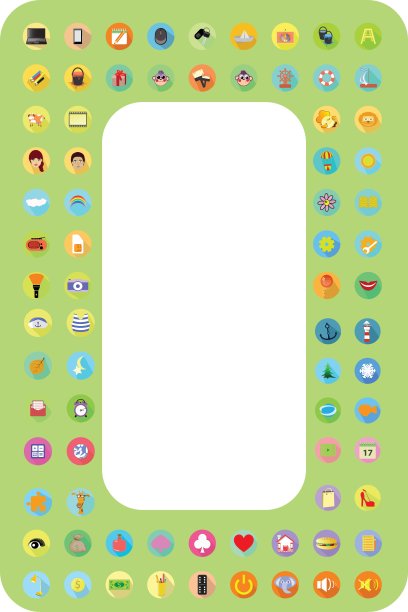 带有图标符号的相框。插图图片下载