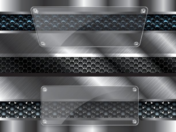 金属背景旗帜与六边形。图片下载