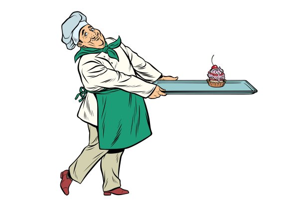 厨师带来了一盘甜点纸杯蛋糕图片下载