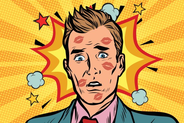 吻了那个脸上有口红的尴尬男人图片下载