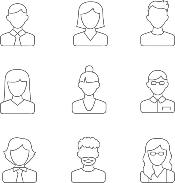 人线图标矢量插图。简单风格的化身和人物角色图片下载