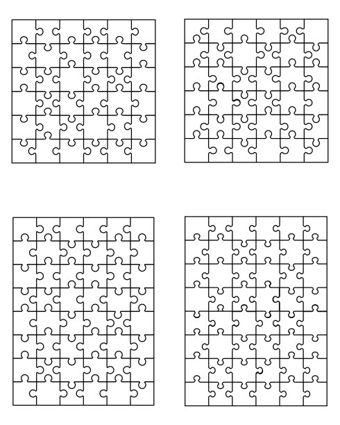 四种不同的白色拼图图片下载