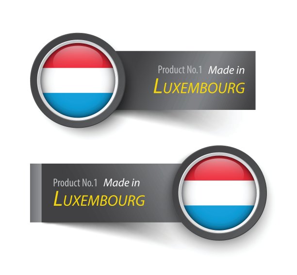 旗帜图标和标签与文本在卢森堡制造图片下载