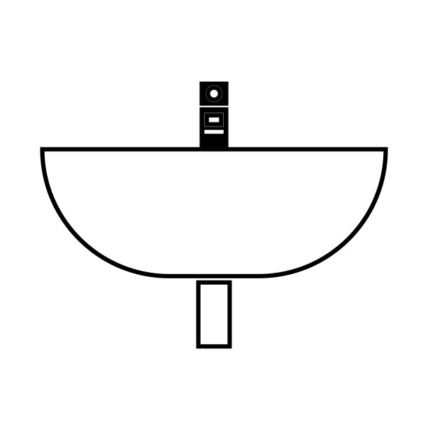洗脸盆黑色颜色图标。图片下载