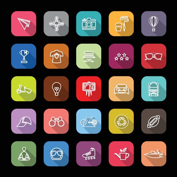 时髦的线条图标与长影子图片下载