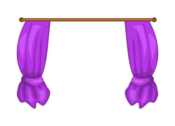 卡通窗帘矢量符号图标设计。图片下载