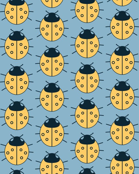 抽象无缝的背景设计纹理与圆形的瓢虫元素。创意向量无尽的小形状瓢虫圆图案。图片下载