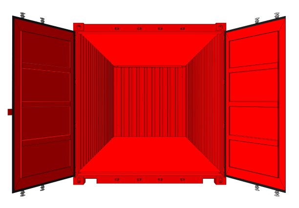 开敞集装箱隔离在白色上图片下载