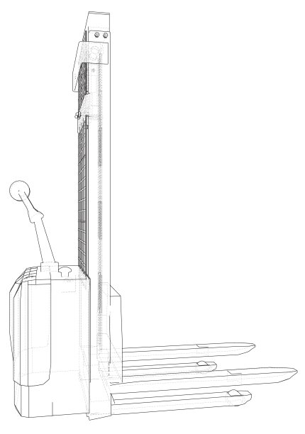 小仓库叉车。抽象绘画。三维跟踪图图片下载