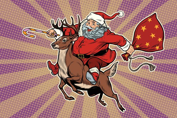 圣诞老人骑着鹿图片下载