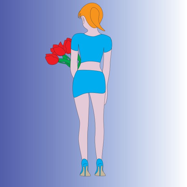 穿蓝色衣服的女孩。图片下载