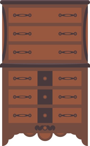 高橱平面向量。它以古老和现代的方式执行。图片下载