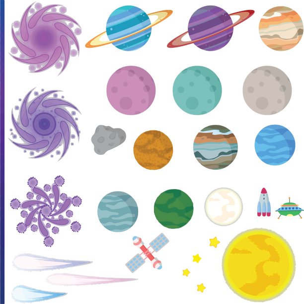 空间物体孤立。运输，行星和恒星图片下载