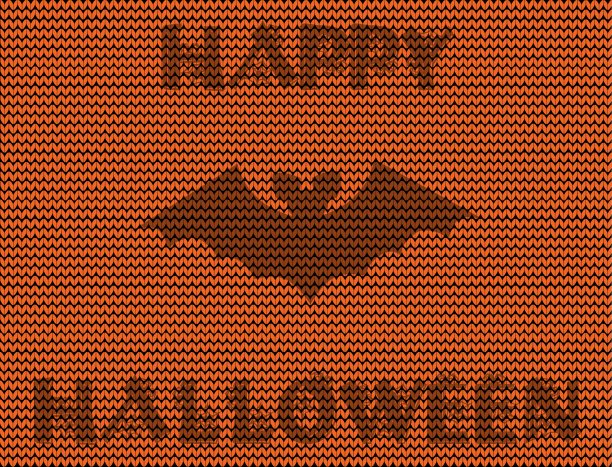 矢量插图的蝙蝠剪影在橙色针织背图片下载