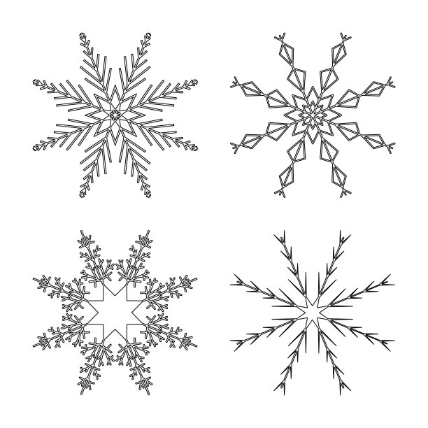 白色背景上用于圣诞节的雪花设计轮廓图片下载