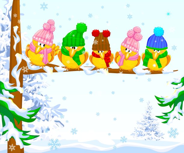 冬天森林里的鸟儿图片下载