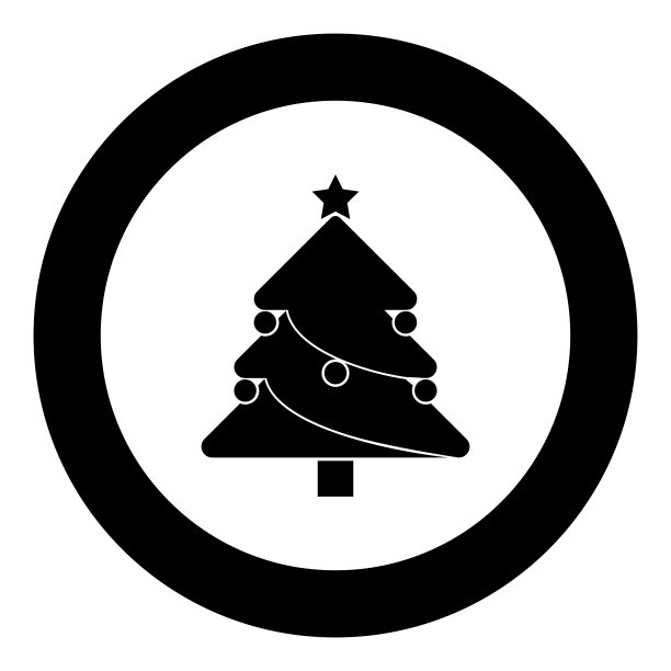 圣诞树上黑色的圆圈图标图片下载