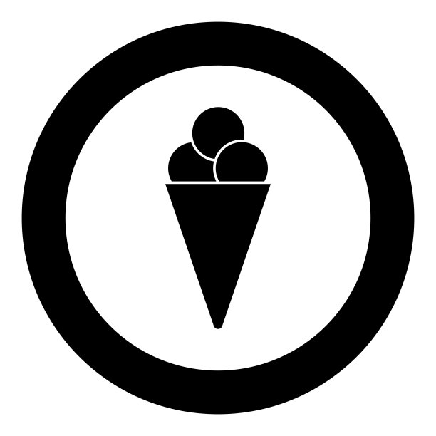 冰淇淋蛋筒图标黑色圆圈图片下载