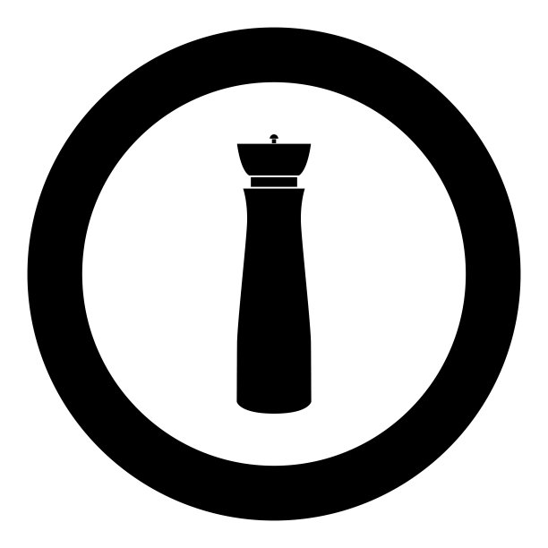 盐和胡椒磨黑色图标在圆形矢量插图图片下载