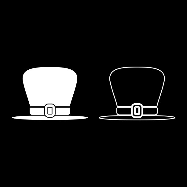 帽子小精灵图标设置白色插画平面风格简单的形象图片下载