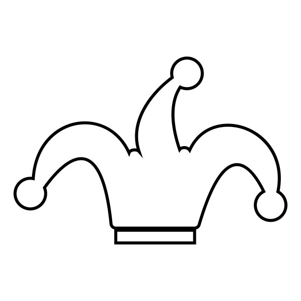 小丑的帽子图标黑色插图平面风格简单的形象图片下载