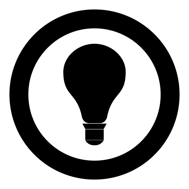 圆形黑色灯泡图标图片下载