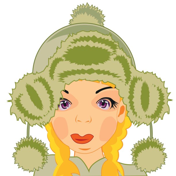 戴皮帽的女孩图片下载