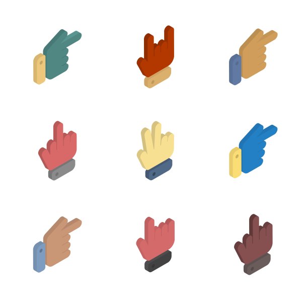 手势图标，矢量图。图片下载