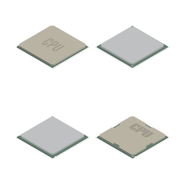 一组不同的处理器在3D，矢量插图。图片下载