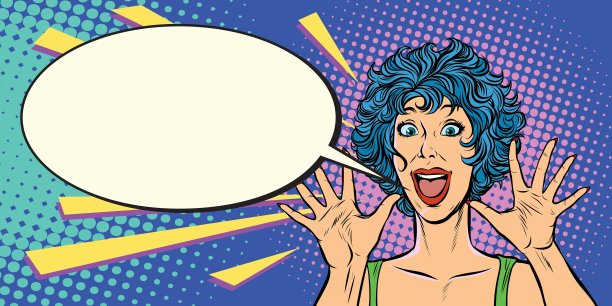 惊喜女人，80年代流行艺术风格的女人图片下载