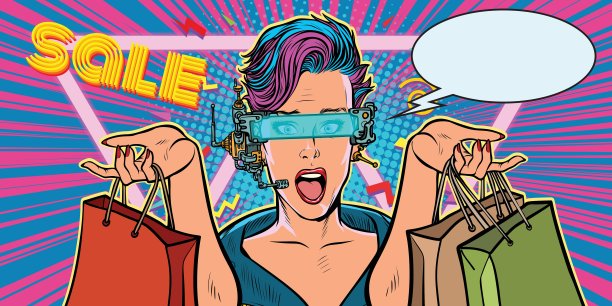 女子网上购物减价图片下载