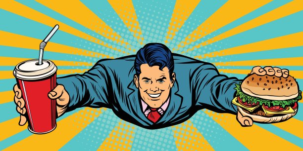 商务飞行，快餐汉堡和可乐图片下载