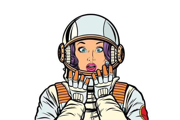 女人害怕，惊讶孤立在白色背景图片下载