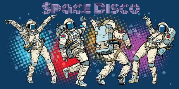 迪斯科派对上的宇航员在跳舞图片下载
