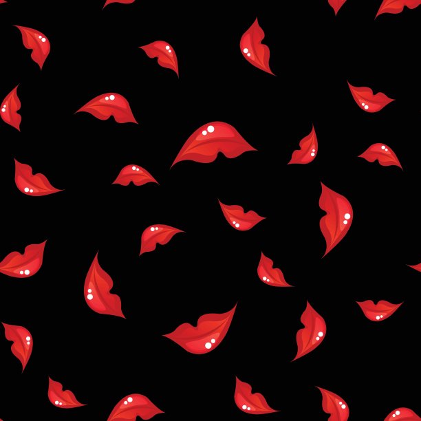 无缝模式与嘴唇。向量图片下载