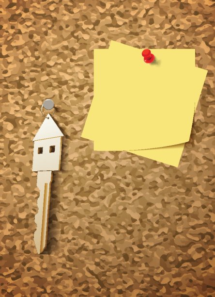 软木板上的按键图片下载