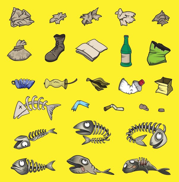 隔离纸、玻璃、塑料垃圾的载体图片下载